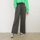 Drawstring-waist Pinstripe Wide-leg Pants