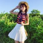 Striped Tank Top / Pleated Skirt