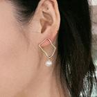 Faux Pearl Irregular Square Dangle Earring 1 Pair - Gold - One Size