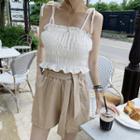 Spaghetti-strap Smock Tube Top White - One Size