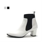 Genuine Leather Band-trim Ankle Boots