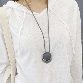 Disc Long Metallic Necklace Gray - One Size