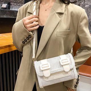 Fluffy Trim Flap Crossbody Bag