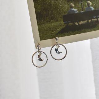 Moon Hoop Alloy Dangle Earring 1 Pair - Silver - One Size