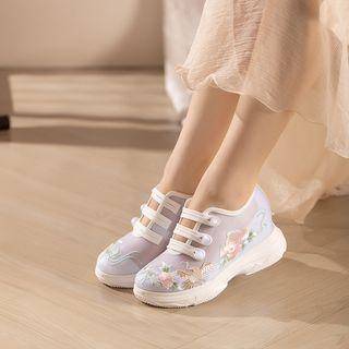 Flower Embroidered Mesh Athletic Sneakers
