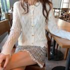 Perforated Cardigan White - One Size