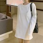 Long-sleeve Pocket Detail T-shirt White - One Size