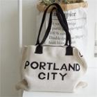 Letter Knit Shopper Bag Beige - One Size