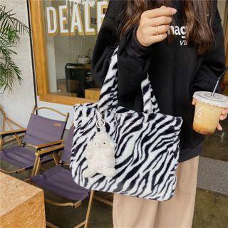 Fluffy Zebra Print Tote Bag