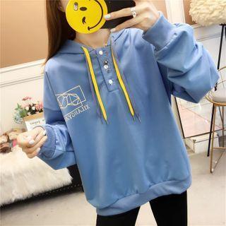 Half-button Printed Hoodie