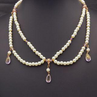 Retro Faux Pearl Layered Necklace 1 Pcs - Q58 - One Size