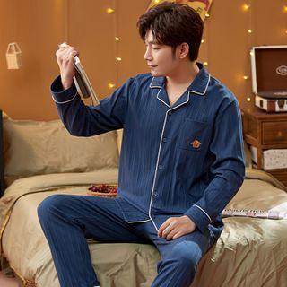 Loungewear Set : Long-sleeve Dog Print Top + Pants
