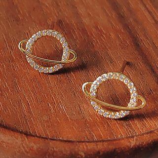 Planet Rhinestone Alloy Earring 1 Pair - 597 - Gold - One Size