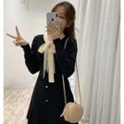Color-block Bow Lace A-line Dress
