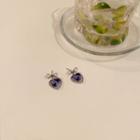 Bow Alloy Heart Resin Dangle Earring 1 Pair - Silver Needle - Purple - One Size