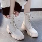 Platform Faux-leather Lace-up Short Boots