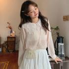 Embroidered Eyelet Collar Blouse