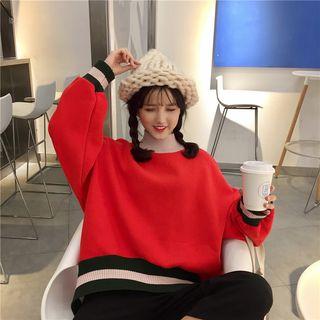 Contrast Trim Mock-neck Pullover