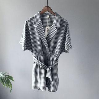 Tie-waist Gingham Playsuit