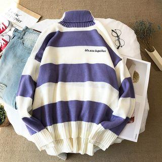 Couple Matching Turtleneck Color Block Sweater