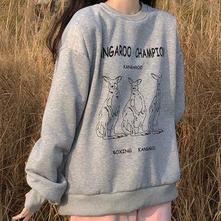 Lettering Kangaroo Print Sweatshirt