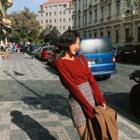 Fray-edge Rib-knit Top