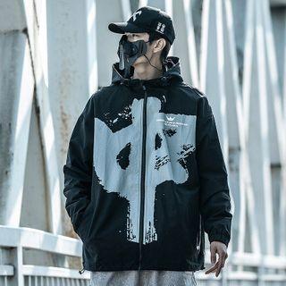Chinese Print Hooded Jacket