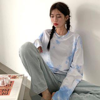 Tie-dye Print Long-sleeve T-shirt As Shown In Figure - One Size
