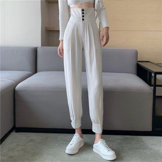High-waist Button Harem Pants