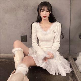 Long-sleeve Top / Mini A-line Skirt