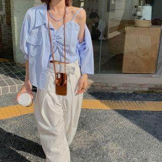 Puff-sleeve Shirt / Shirred Camisole Top