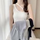 One-shoulder Strappy Ribbed Knit Camisole Top