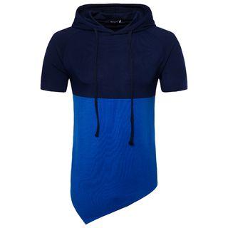 Two-tone Short-sleeve Hooded T-shirt