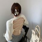 Lace-up Back Cropped Sweater