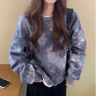 Oversized Round-neck Tie-dye Long-sleeve Sweatshirt