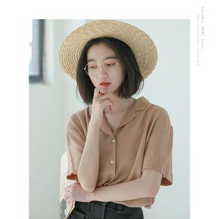 Striped Short-sleeve Shirt Khaki - One Size