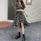 Short-sleeve Floral Print Midi Dress / Camisole Top