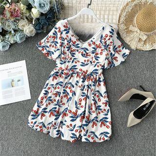 V-neck Printed High-waist Dress
