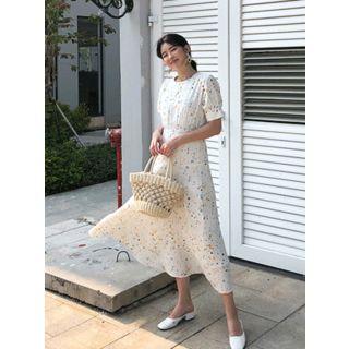 Paint-splatter Maxi Flare Dress
