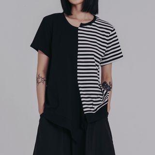 Short Sleeve Stripe Panel T-shirt