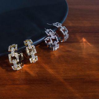 Rhinestone Chain Open Hoop Earring