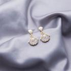 Shell Rhinestone Faux Pearl Dangle Earring 1 Pair - E936-1 - Gold - One Size