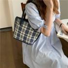 Plaid Striped Handbag Blue - One Size