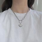 Alloy Heart Pendant Necklace Silver - One Size