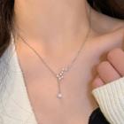 Rhinestone Star Pendant Alloy Necklace Silver - One Size