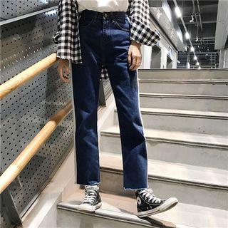Contrast Trim Wide Leg Jeans