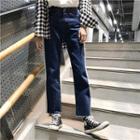 Contrast Trim Wide Leg Jeans