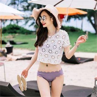 Perforated Cropped Top Ivory - One Size