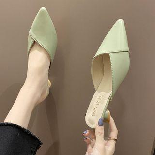 Paneled Low Heel Mules