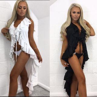 Ruffle Dip-back Beach Top